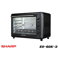 SHARP EO-60K-3 60L 2000W Single Glass Electric Oven With Rotisserie & Convection (Black)