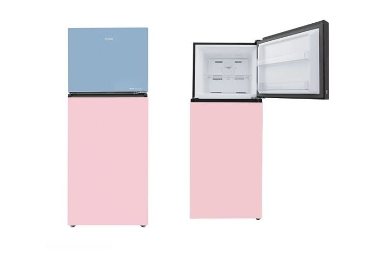 Haier Vouge Series 328L No Frost Double Door Inverter Refrigerator Rose Blue Glass