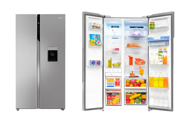 Haier 596L Double Door Side By Side Refrigerator With Water Dispenser Silver Forst Free