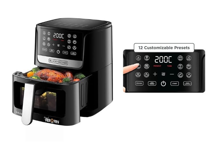 Black + Decker 12 in 1 Digital Air Fryer with Window 1500W