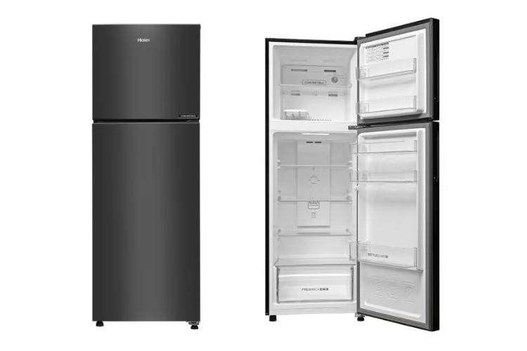 Haier 240L No Frost Double Door Inverter Refrigerator - Black Steel